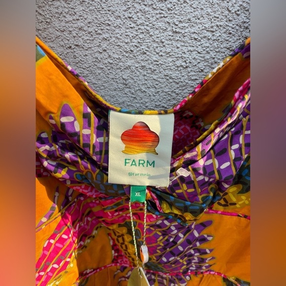 NWT FARM RIO Beaded Macaws Puff Sleeve Midi Dress Size XL - Picture 8 of 9